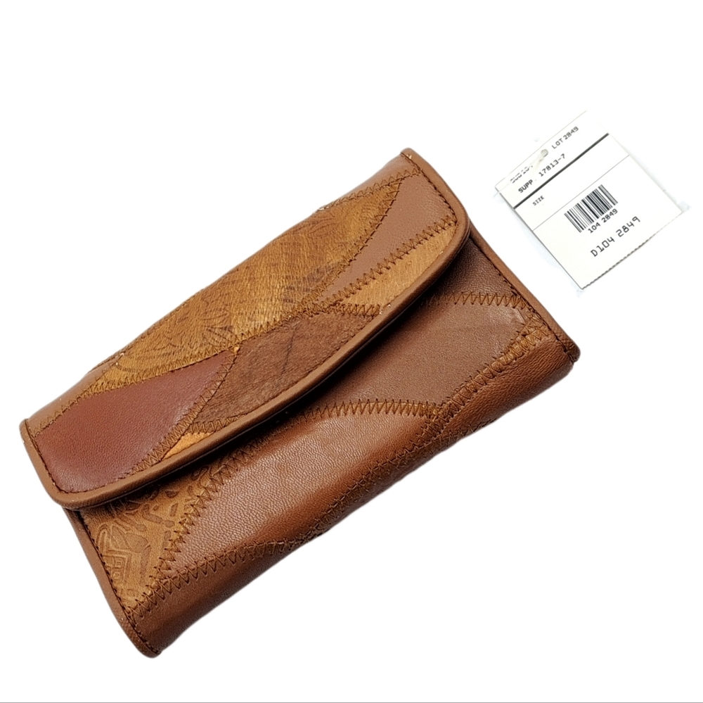 Fiocchi ~ Brown Shades of Leather Patchwork Wallet Super Soft. Made In Italy - Picture 1 of 6